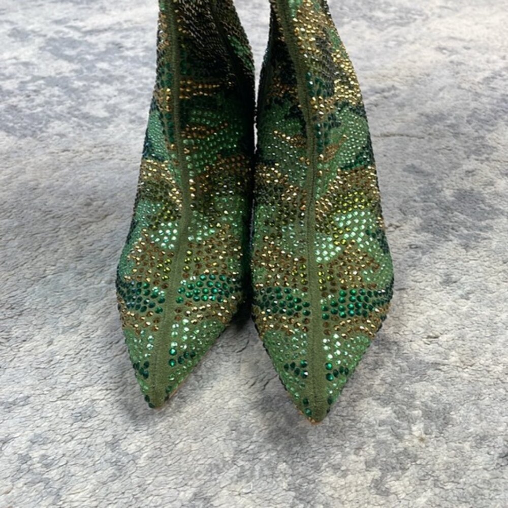 New Kurt Geiger Belgravia Pointed Toe Boot Rhinestone Crystal Camo Stiletto 36 - Picture 2 of 9